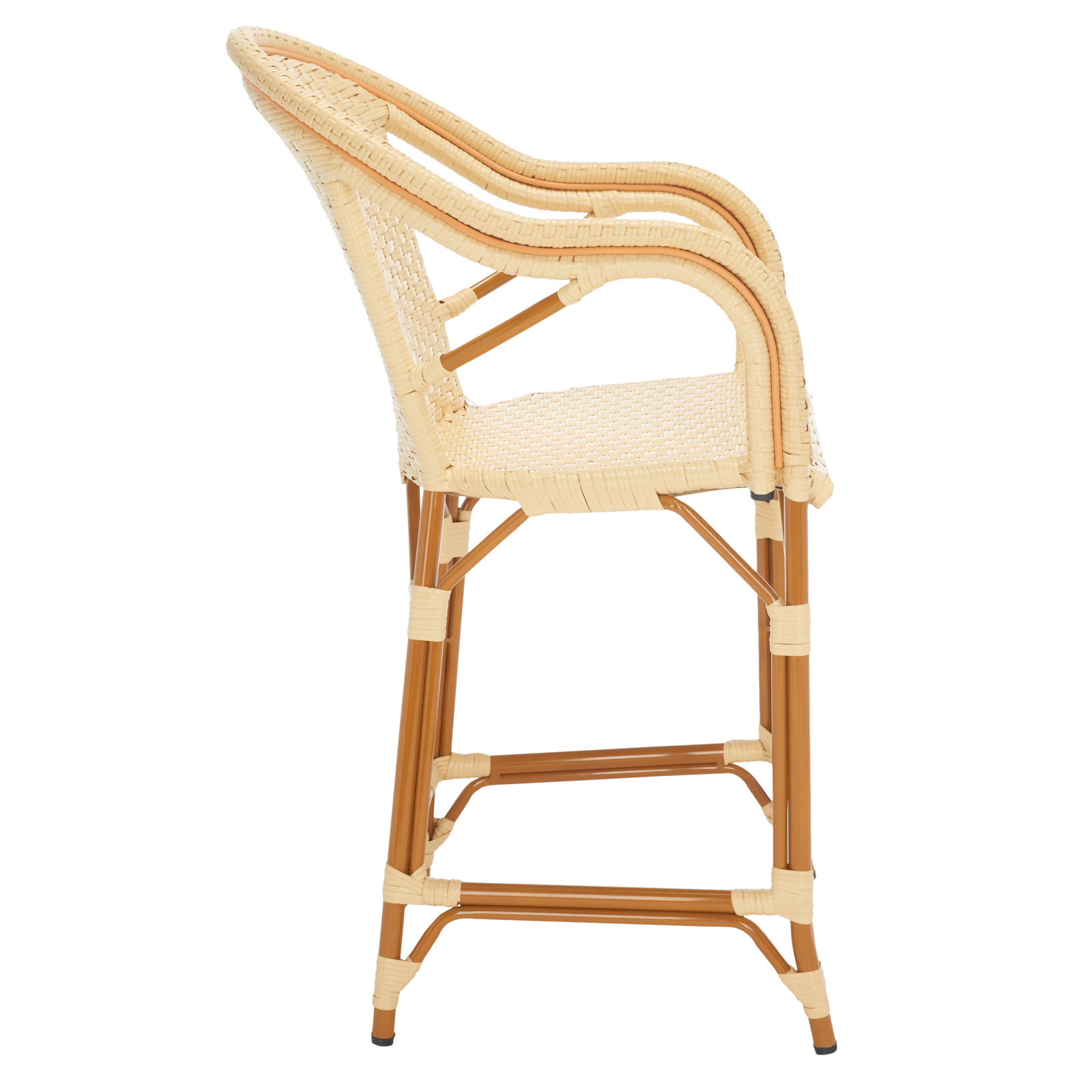 Popplewell 46.5'' Aluminum Outdoor Bar Stool, Natural, 25.75" H x 22.5" W x 22.5" D