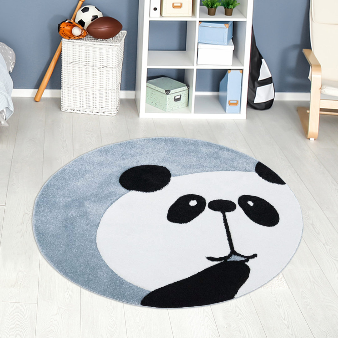 Kinderteppich Bueno 1389 Blau Panda Kurzflor Kinderzimmer Alessia