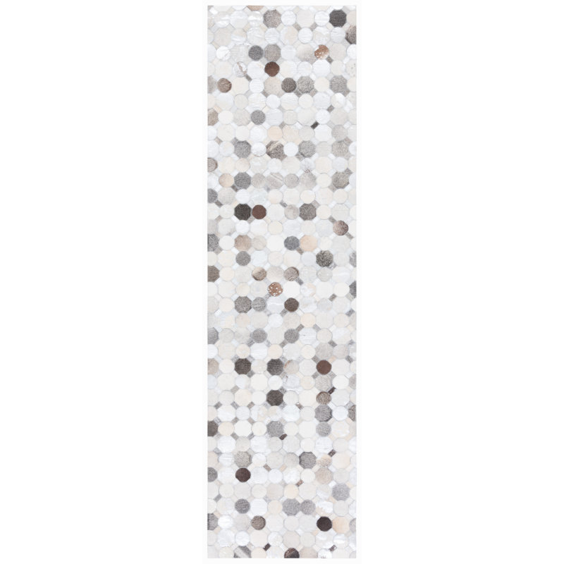 Tapis ivoire / gris Elyas, Tapis de couloir 2 pi 3 po x 9 pi