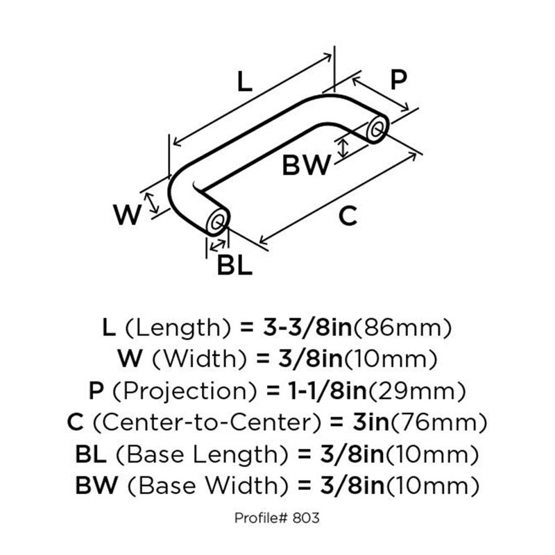Everyday Heritage 3 inch (76mm) Center-to-Center White Cabinet Pull, White