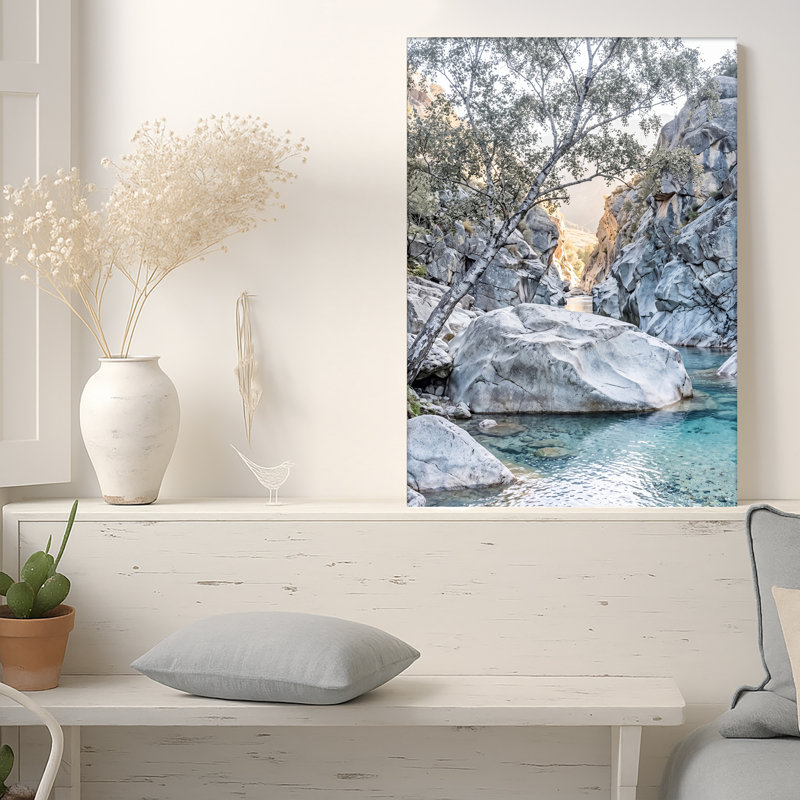 «Turquoise River In Rocky Canyon», art mural sur toile, 48"H x 36"W