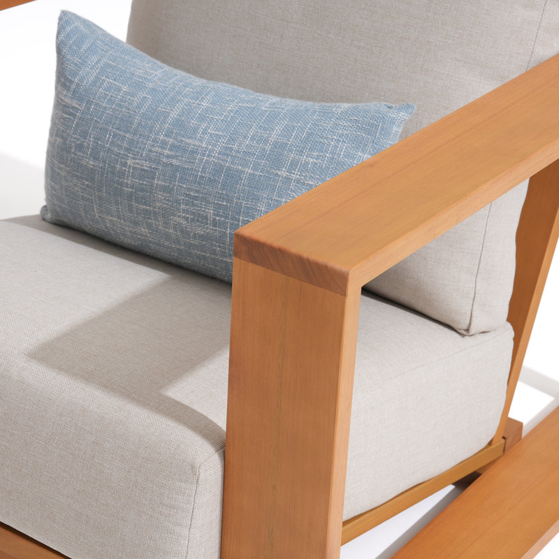 Chaise d'extérieur simple en eucalyptus avec coussins