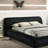 Black Pleated Upholstered Contemporary Engineered Wood Eastern King Platform Bed For Bedroom Elegance With Comfort-1735732448-1735732479