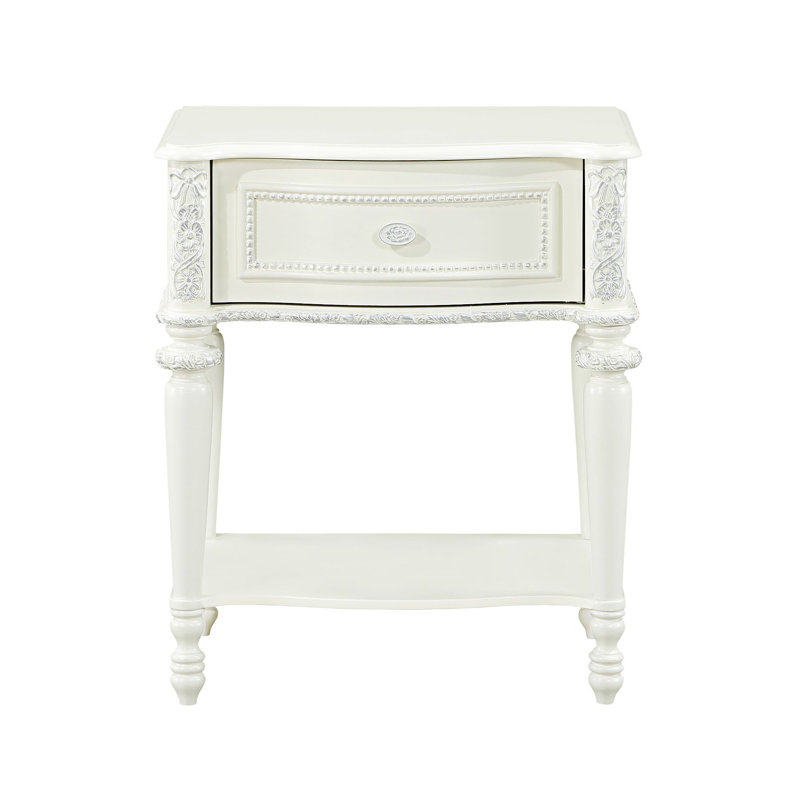 Table de chevet avec tiroir et tablette ouverte