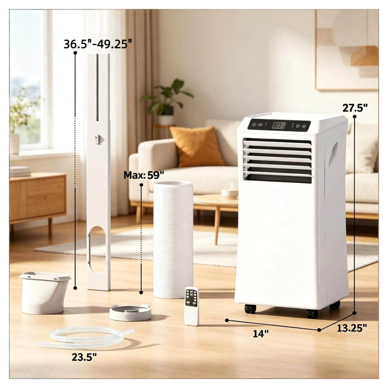 Climatiseur portatif blanc 10 000 BTU Unité de refroidissement mobile pour les pièces jusqu'à 441 pieds carrés Pi.