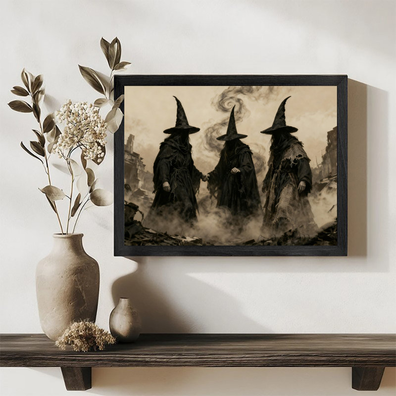 "Black Ghost Vintage Three Ghost Envoys", art mural, impressions de style rétro, H 25 po x l 37 po
