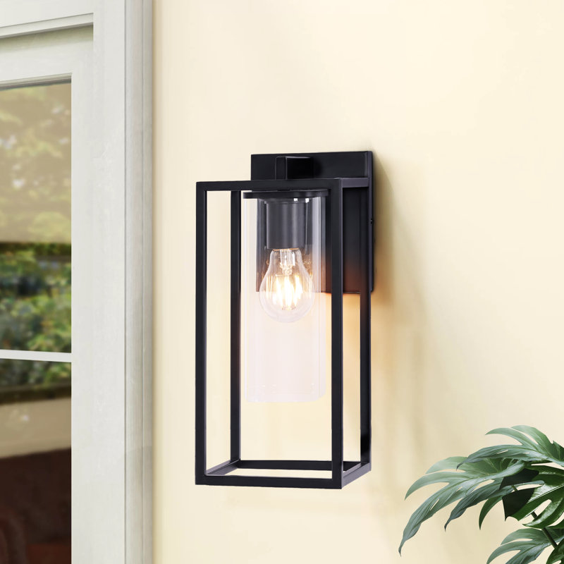 1-Light Outdoor Wall Lantern, 15.75" H x 6.25" W x 8.05" D, Matte Black