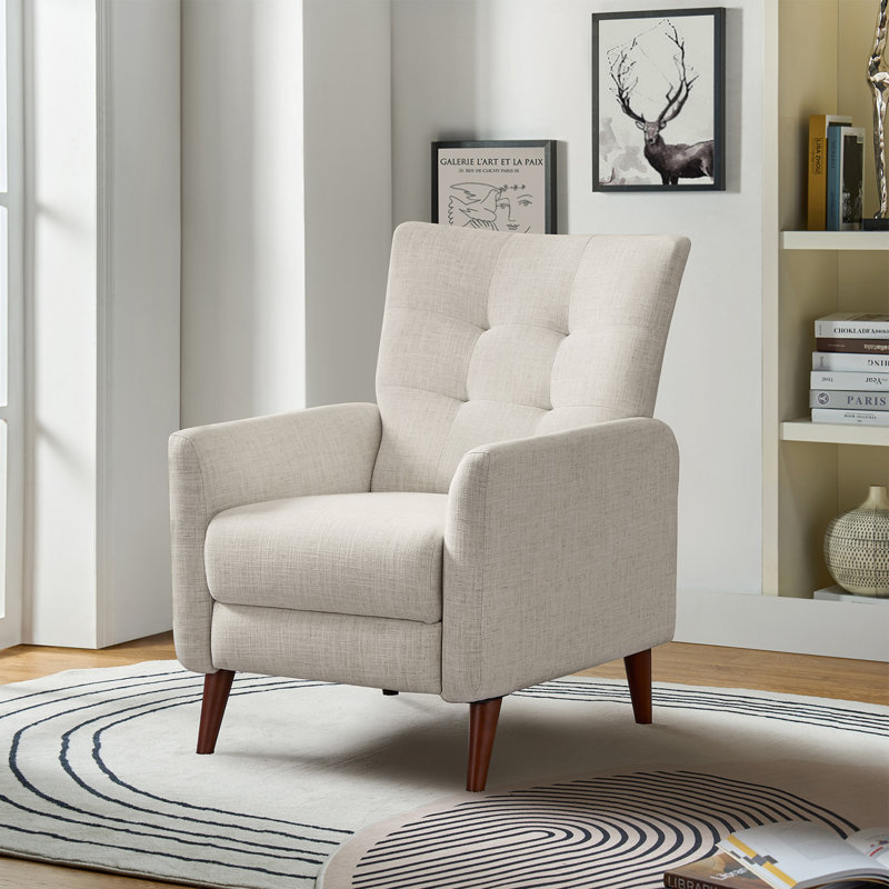 Fauteuil inclinable Amaurie Tacho avec dossier capitonné, Polyester ivoire