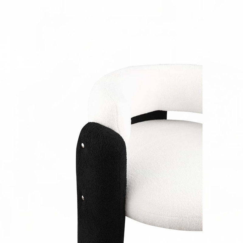 Fauteuil d'appoint rembourré en tissu Chetanna, Blanc / tissu noir