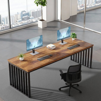 78.74" Double Computer Desk – Shared Workspace Solution Extra Long Industrial Workstation, Large Dual Study Table for Home Office