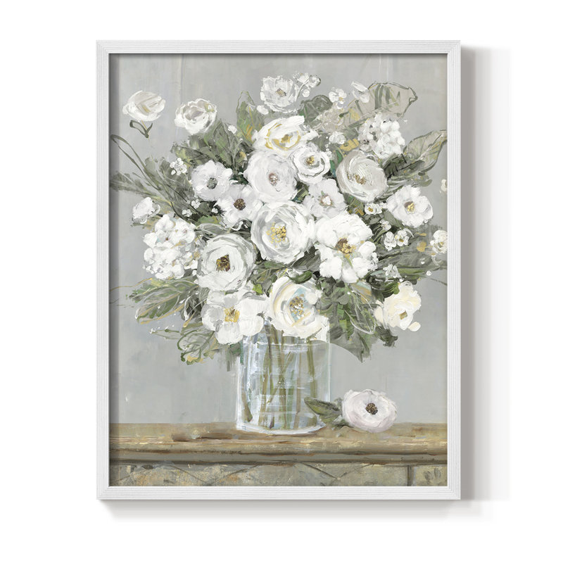 Cottage Whites II Framed Print - Solid Wood, 10" H x 8" W, White