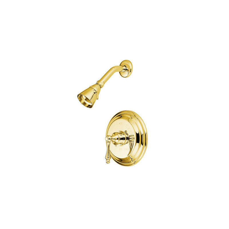 Vintage Thermostatic Pressure Balanced Shower Faucet with Metal Lever Handles, Polished Brass