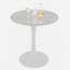Table basse 27,6 "à effet marbre avec plateau veiné blanc et base piédestal blanche-830419820