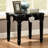 Black End Table With Top - Poplar Wood Carving & Stable Base Rectangular Design