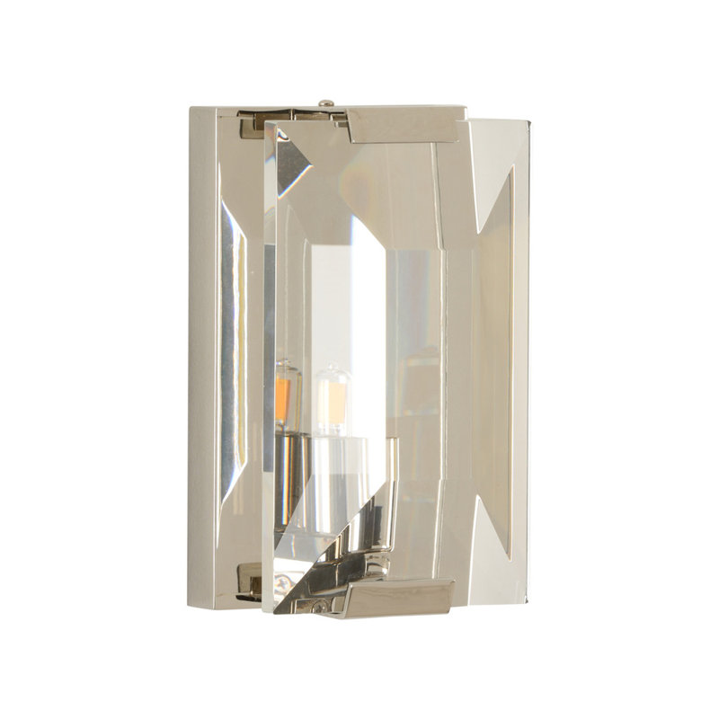 Metzinger Sconce, Polished Nickel/Clear, Clear
