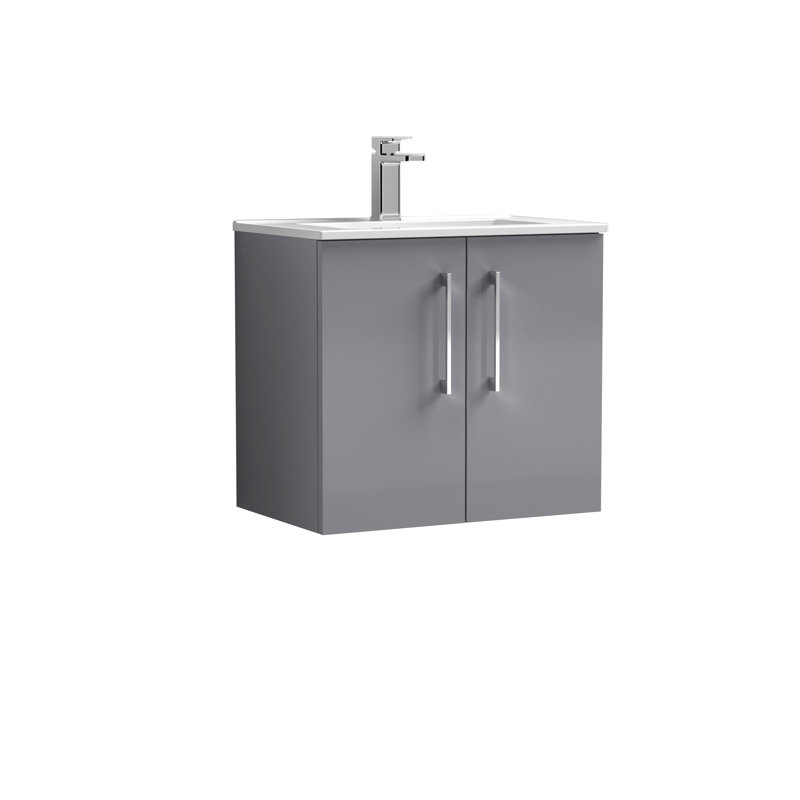Arno 600mm Single Bathroom Vanity with Integrated Vitreous China Basin, Cloud Gray