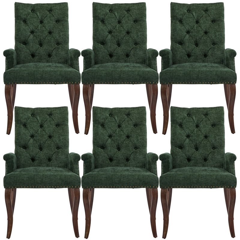 Chaises de salle à manger rembourrées Seita, Vert, 6