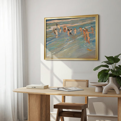 Running Along the Beach (Corriendo por la playa)-Joaquín Sorolla-Framed Gallery Wrapped Canvas-1908