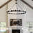 60" 18-Light Black Wagon Wheel Chandelier with Glass Shade for Dining Room Living Room Foyer