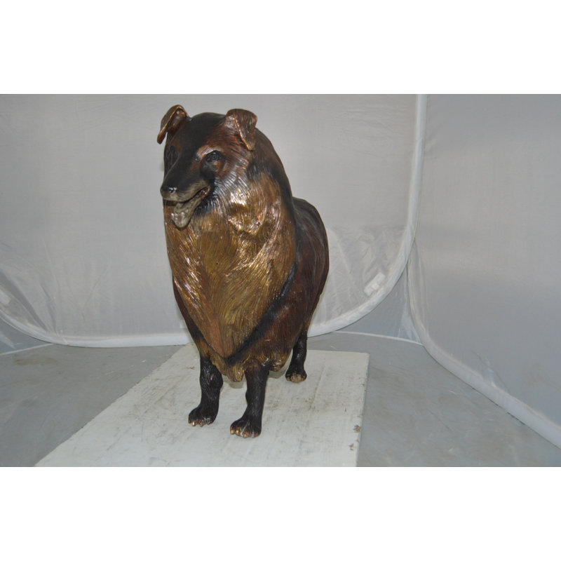 Jaworski Collie Dog Bronze Statue -  Size: 31"L x 9"W x 24"H.