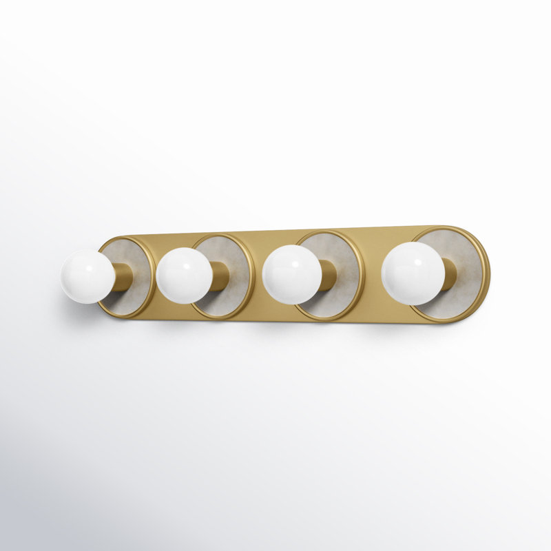 Rocha 4 - Light Dimmable Bath Bar, No, White Alabaster/Natural Aged Brass