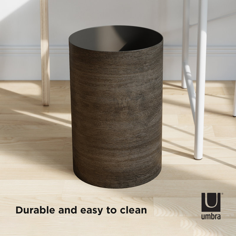 Barnwood Plastic Open Top Bathroom Trash Can