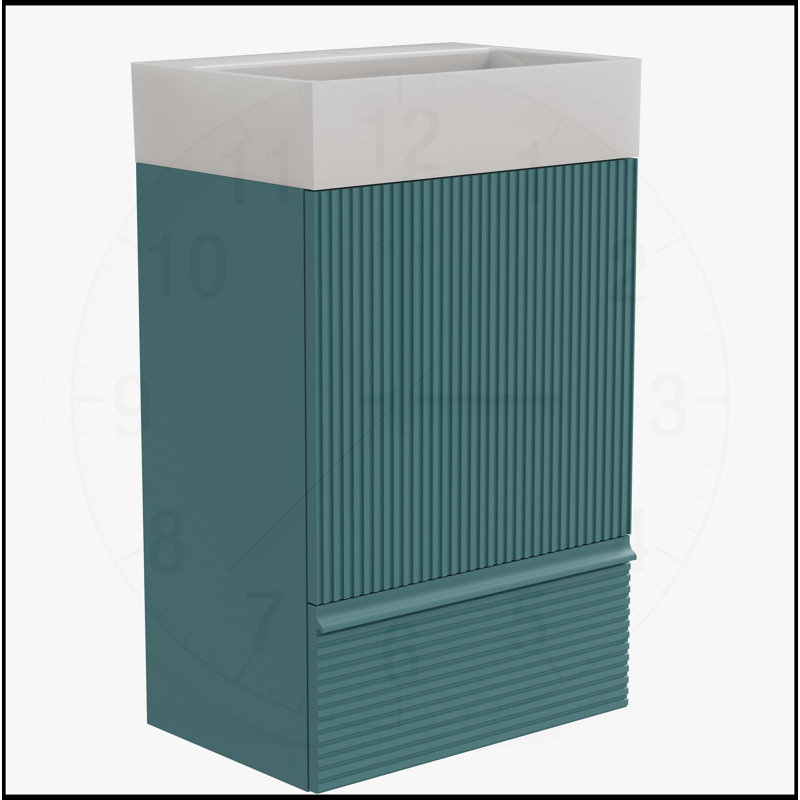 Meuble-lavabo moderne avec lavabo et rangement intégrés, Turquoise, H 33,1 po x l 20,09 po x P 14,18 po
