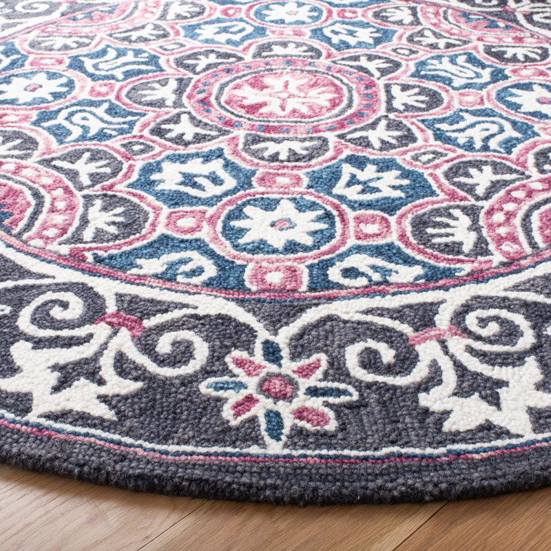 Micro-Loop Hand Tufted Wool And Cotton With Latex Oriental Rug, Round 5'