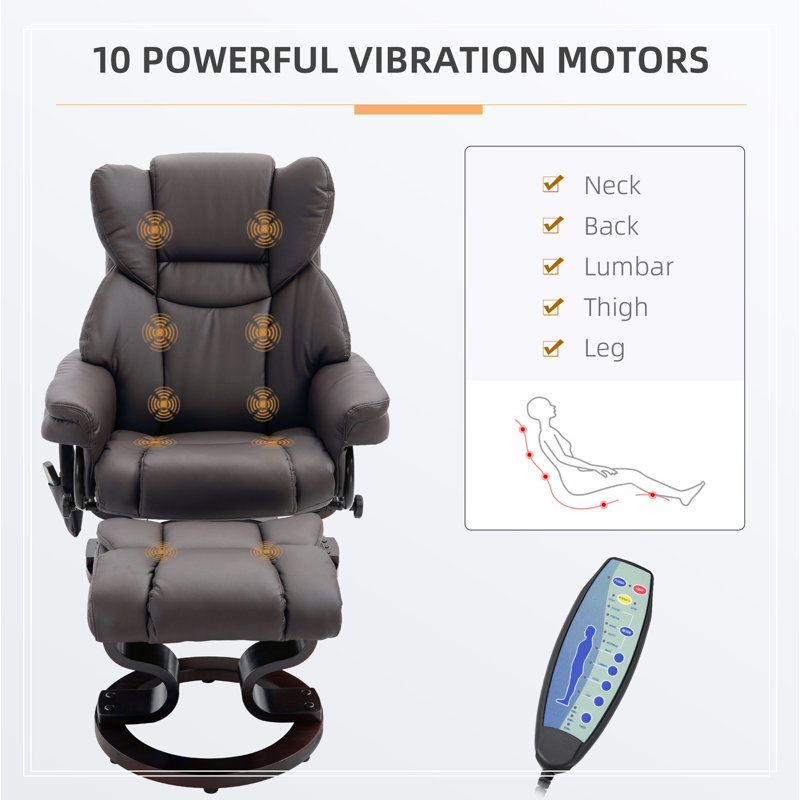 Comfortable Recliner Chair with Ottoman and Multiple Vibration Points for Ultimate Relaxation, Brown