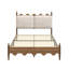 Ensemble de chambre à coucher 3 pièces : 1 lit plateforme Queen avec tête de lit rembourrée en lin et coton et 2 tables de chevet avec station de recharge