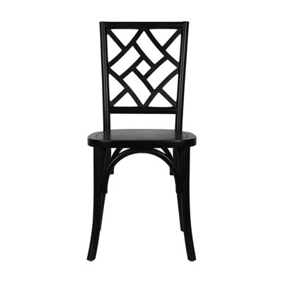 Commercial Solid Wood Stackable Dining Chair With Intricate Back