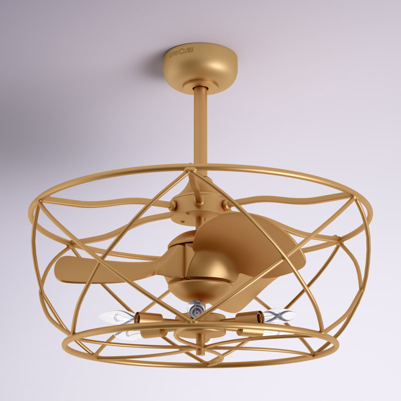 Ventilateur de plafond à 3 pales 25,6 "avec télécommande et ensemble d'éclairage Jakari