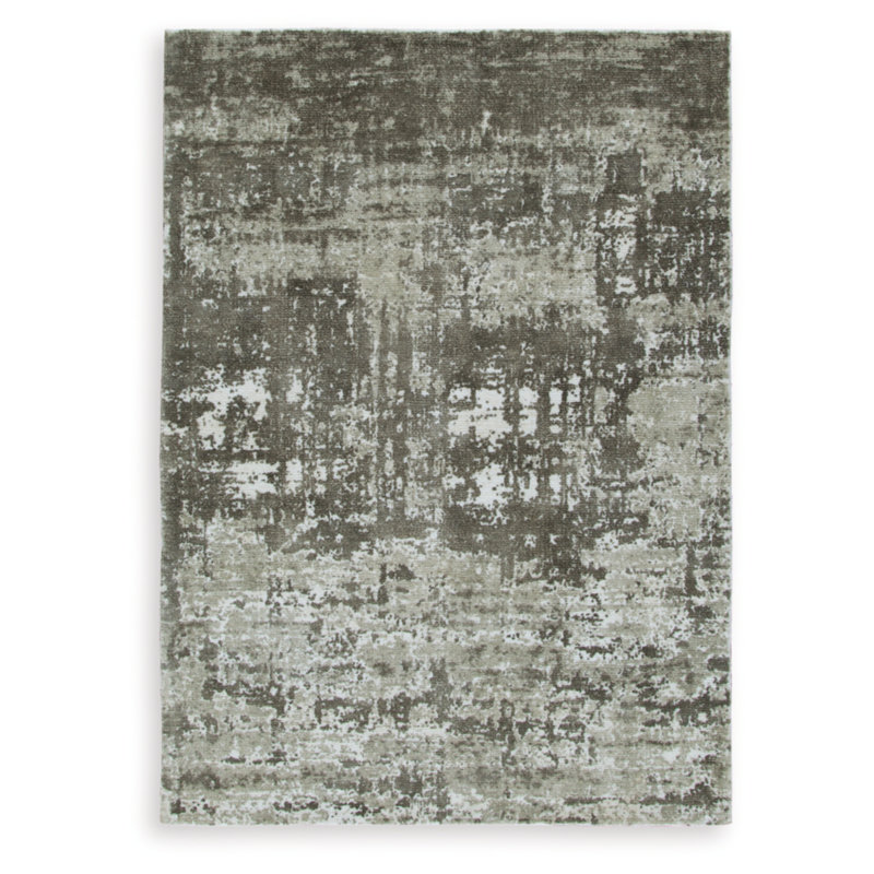 Valmontic Gray and Ivory Abstract 8' x 10' Reversible Rug