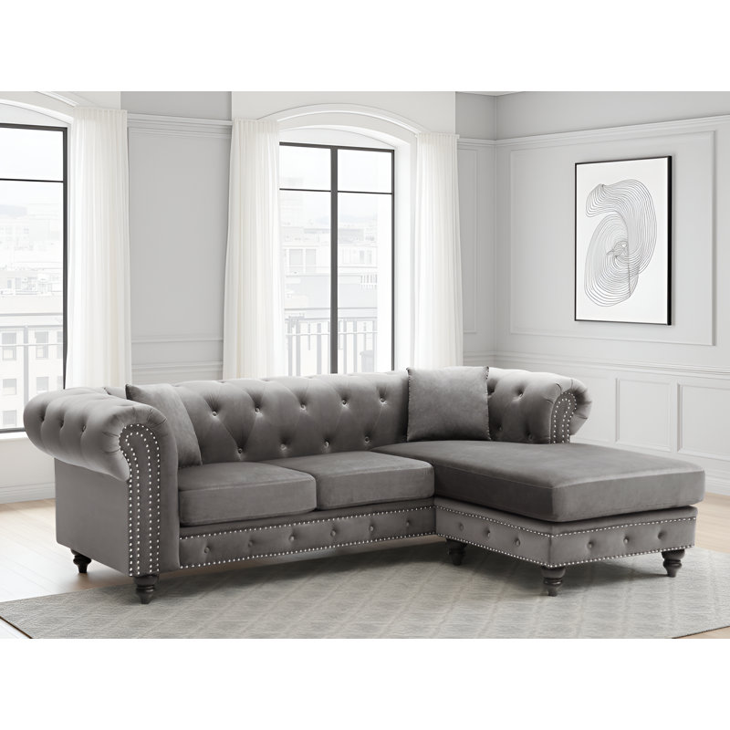 Canapé modulaire réversible en velours Swansea, Velours gris foncé