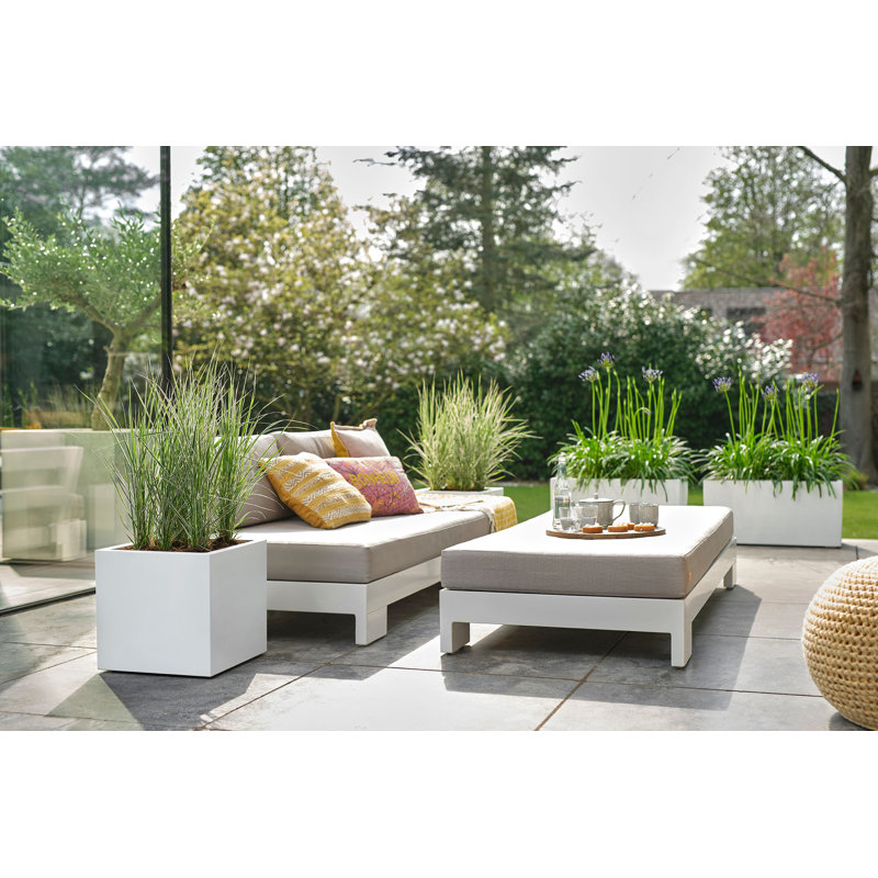 Vivo Next Square Planter Box, White, 24.9cm H x 29.5cm W x 29.5cm D