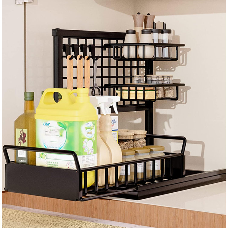 Under Sink Organizer,Metal Pull Out Kitchen Cabinet Organizer with Sliding  Drawer,Sturdy Multi-Functional for Bathroom - AliExpress
