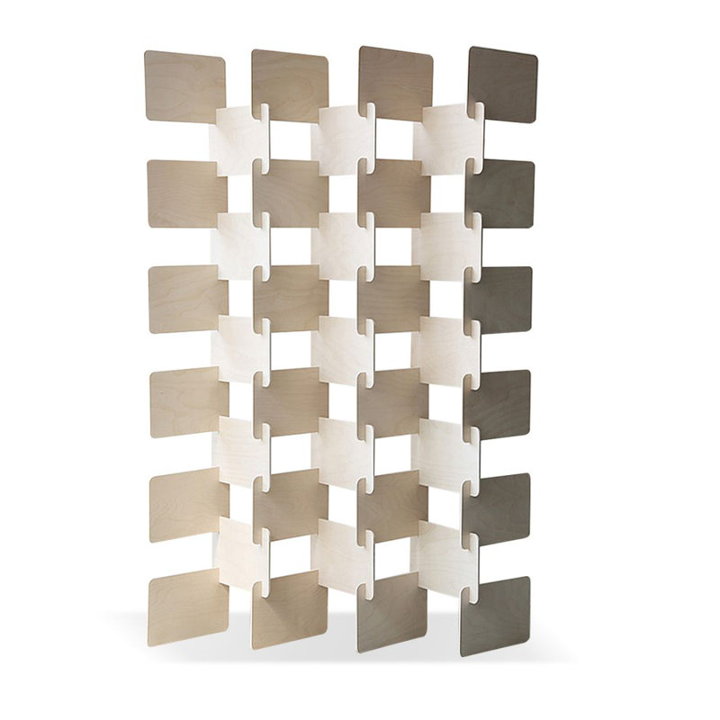 Paravent 7 panneaux en bois massif noyer, Beige
