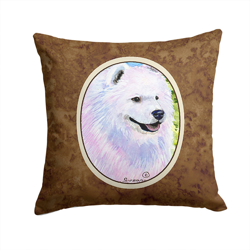 Coussin intérieur/extérieur brun carré samoyède