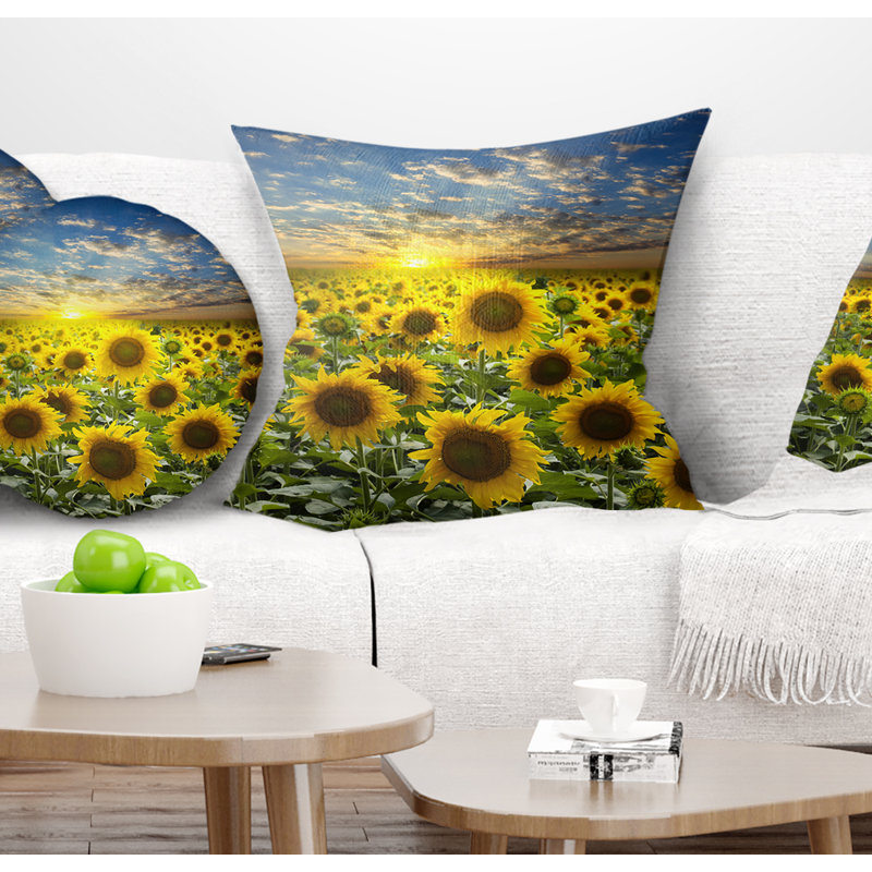 Coussin floral sur le terrain de fleurs, 16 po x 1 po, Coussin décoratif