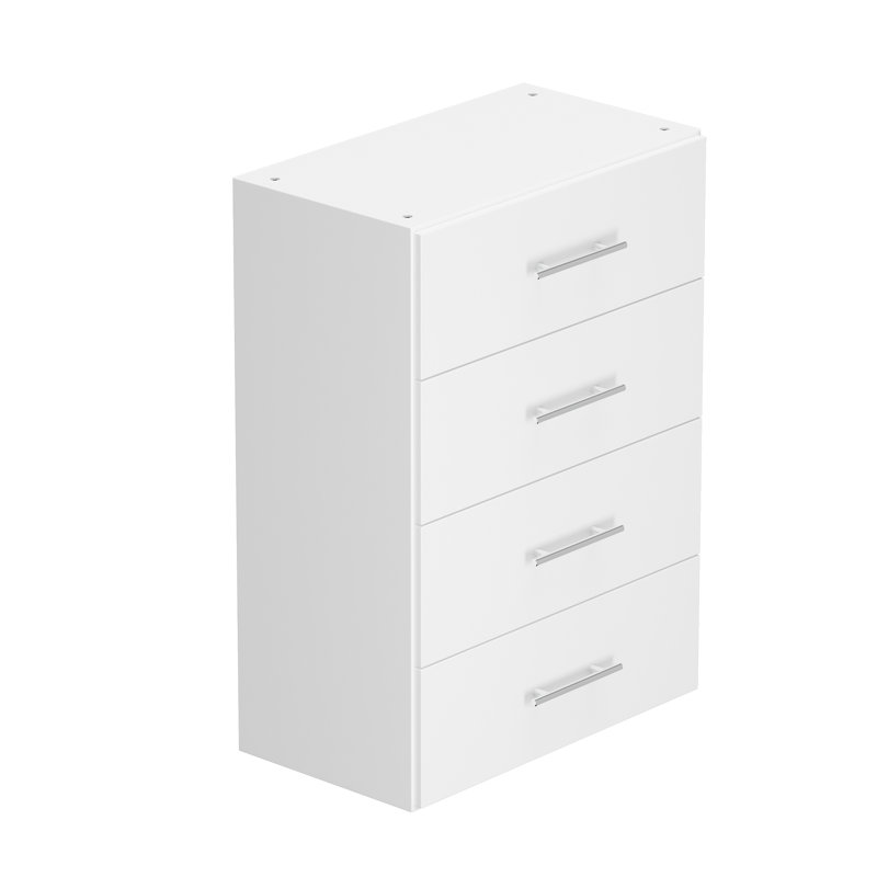 Système d'organisation à 4 tiroirs, Blanc, H 36 po x l 19,5 po x P 14 po