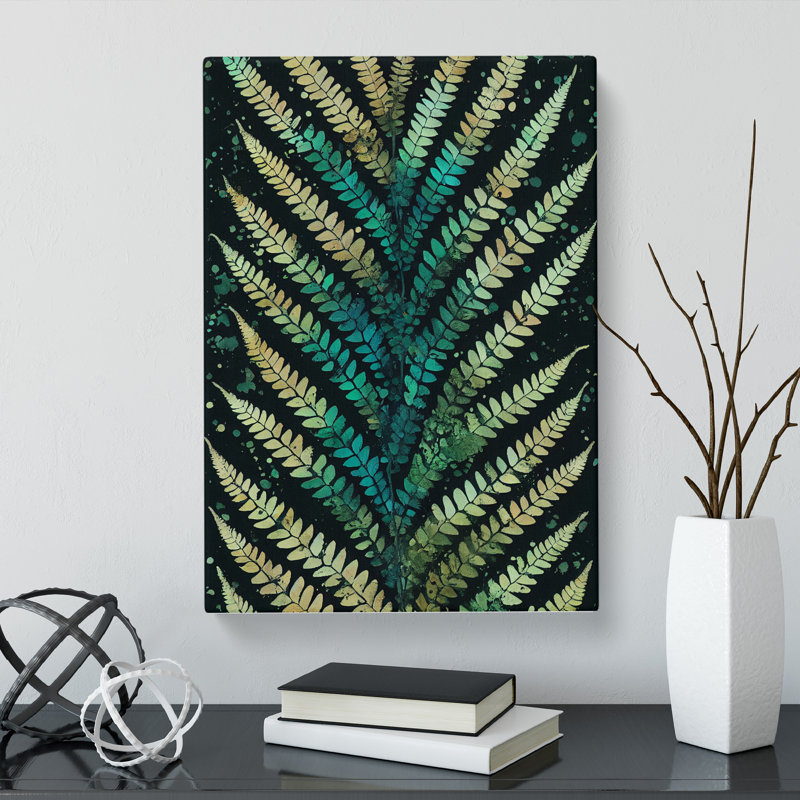 Birge Fern Leaf Splatter - Wrapped Canvas, 50cm H x 35cm W x 3cm D