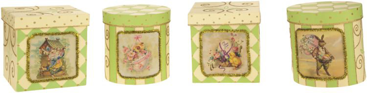 Spring 4 - Piece Rabbit Chick Decoupage Boxes Decorative Accent Set