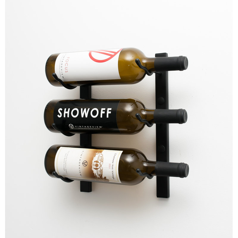 Matte Black 3-Bottle Metal Wall Mounted Wine Rack