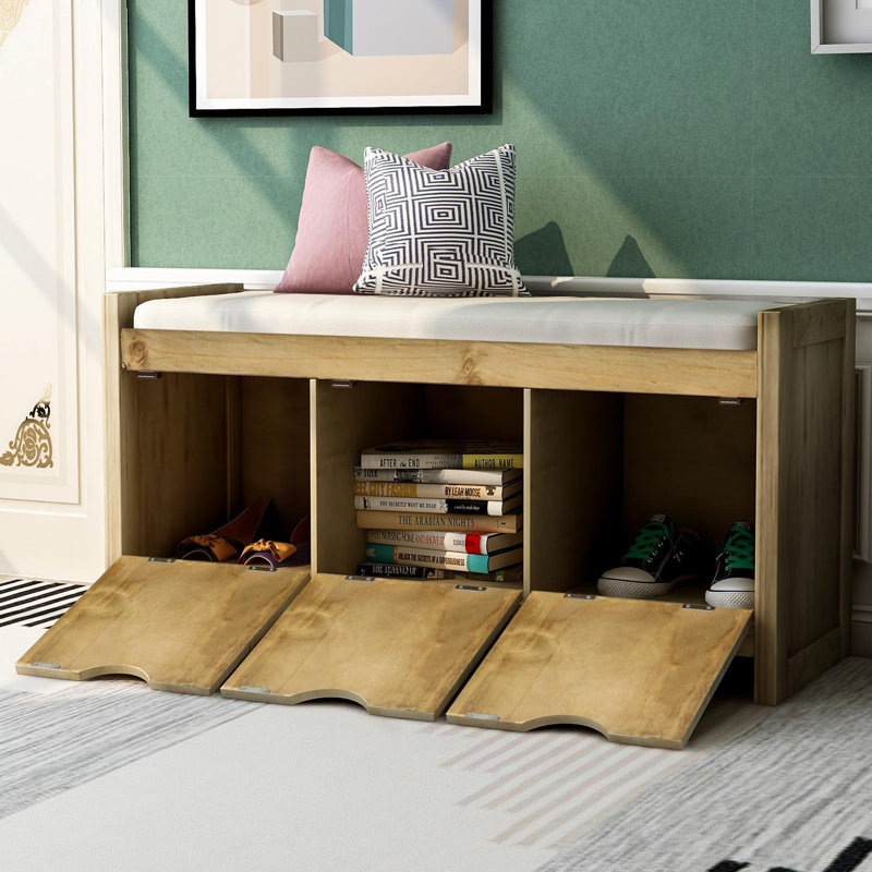 Banc de rangement avec coussin de rangement, Gris délavé