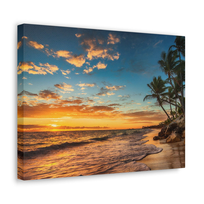 «Tropical Island Beach Sunrise Ocean», art mural sur toile