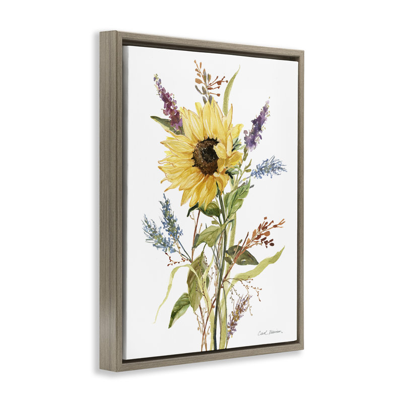 Ensemble de fleurs d'été, H 31 po x l 25 po, Encadrement brun