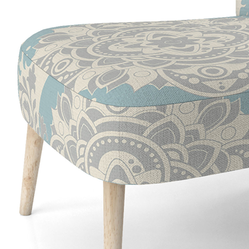 Chaise d'appoint en velours bleu et crème