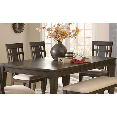 Table de salle à manger extensible brun foncé 5 pièces avec 4 chaises d'appoint et siège rembourré en tissu beige