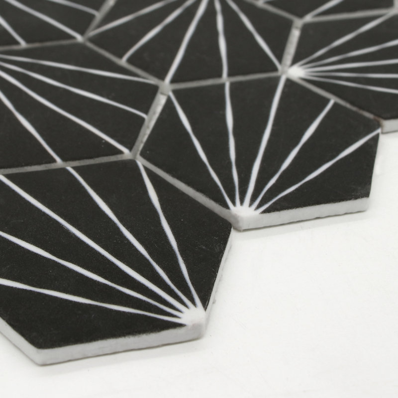 Carrelage mosaïque mural 11,8 po x 10,2 po Art Deco, Noir