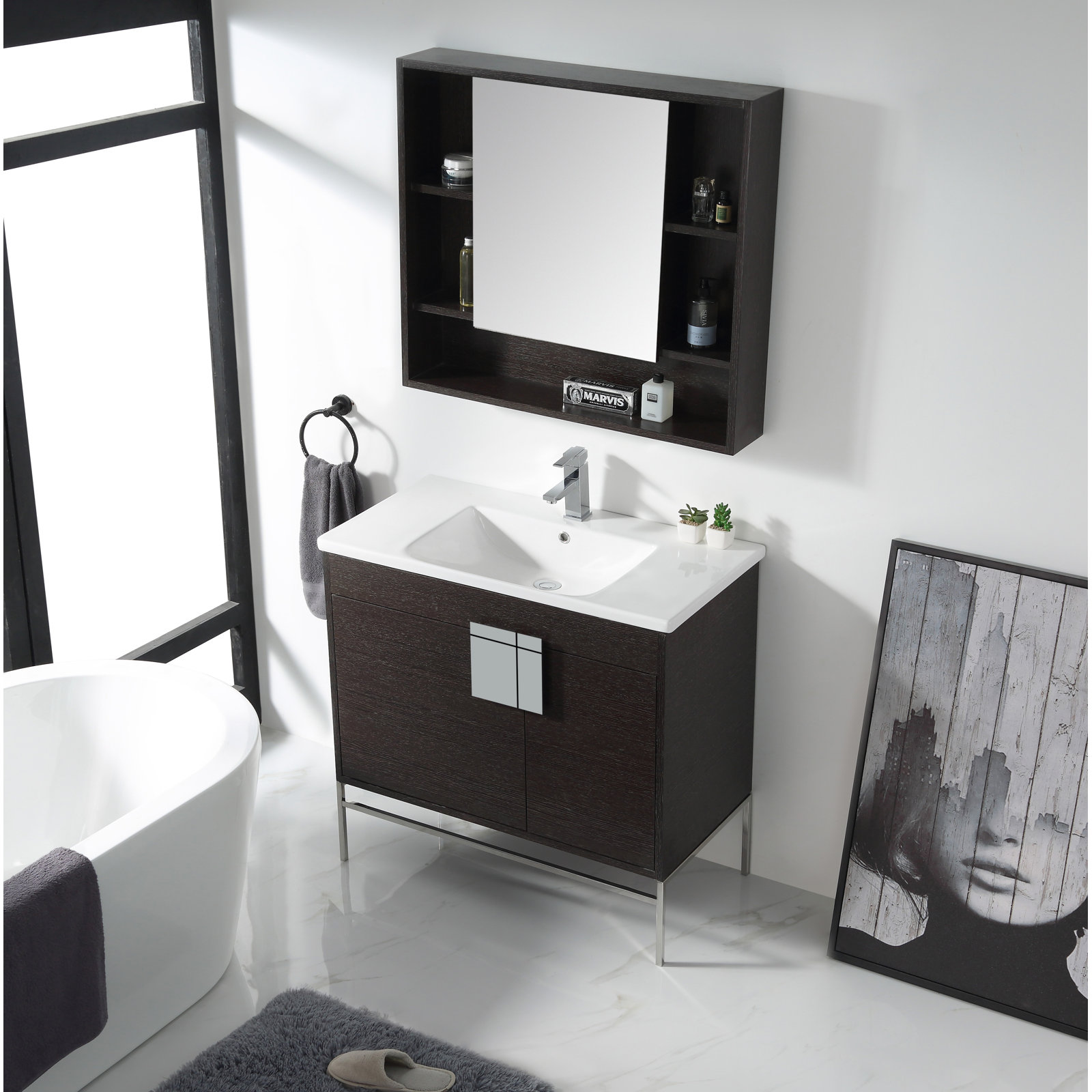 Maisie 36'' Single Bathroom Vanity, Black, Polished Chrome